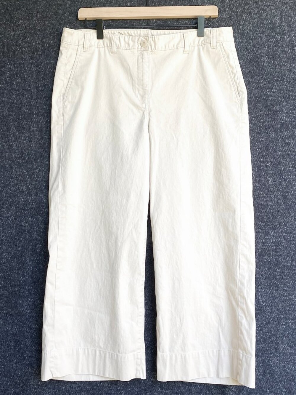 Talbots The Deck Pants Beige Crop Wide Leg Chinos Size 10